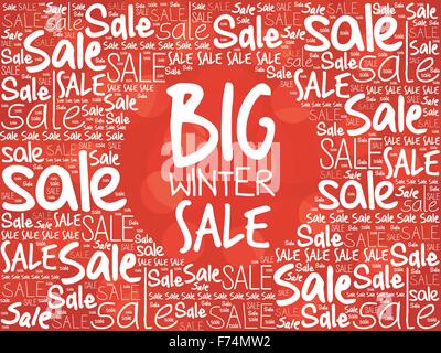 Big winter sale word cloud background, business concept Stock Vector