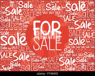 FOR SALE word cloud background, business concept Stock Vector
