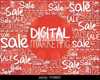 Digital Marketing word cloud background, business concept Stock Vector