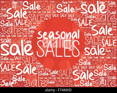 SEASONAL SALES word cloud background, business concept Stock Vector