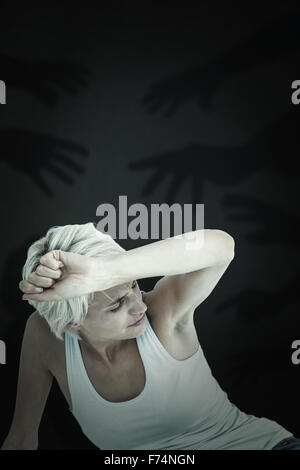 Composite image of hand of a businessman writing with a chalk Stock Photo