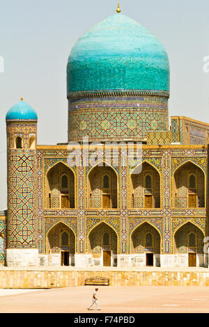 Fantastic architectural design of Tilya Kori Madrasah, Registan ensemble in Samarkand, Uzbekistan, Central Asia. Stock Photo