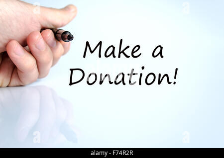 Make a donation text concept isolated over white background