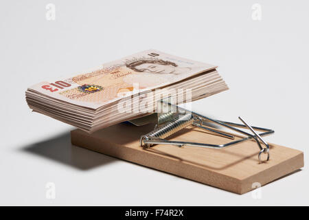 Money in Mouse Trap Stock Photo