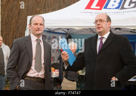 Westminster London,UK. 25th November 2015.  UKIP  MP Douglas Carswell (Left) and former MP Mark Reckless give their reaction after Chancellor George Osborne delivered his autumn statement spending review Credit:  amer ghazzal/Alamy Live News Stock Photo