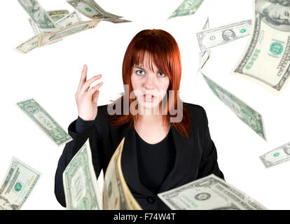 Angry girl throwing money in your face Stock Photo