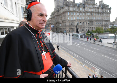 Cardinal Keith O'Brien in Edinburgh during Pope Benedict XVI's visit to Scotland in September 2010. Stock Photo