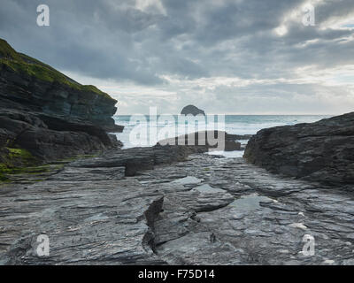View of the Port William bay on the West coast of Cornwall. Stock Photo