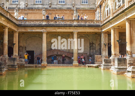 The Great Bath at the Roman Baths in Bath, Somerset England United Kingdom UK Stock Photo