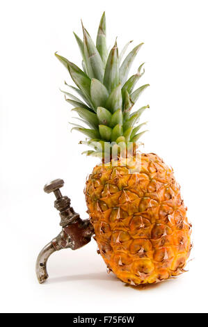 Ananas with tap Stock Photo