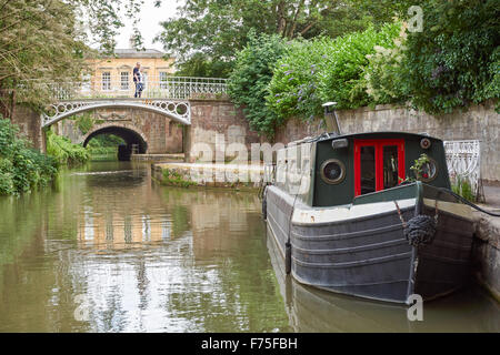 Cleveland House and the cast iron bridges over the Kennet and Avon Canal in Bath, Somerset England United Kingdom UK Stock Photo