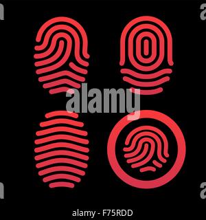 Set of fingerprints. Identification system Stock Vector