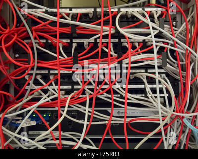 server network wires and cables Stock Photo