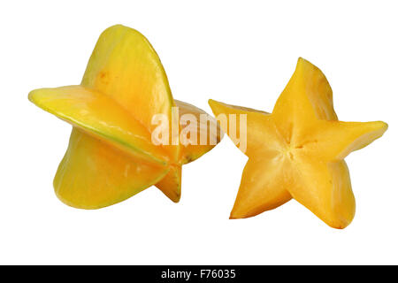 2 five star fruit on white background Stock Photo