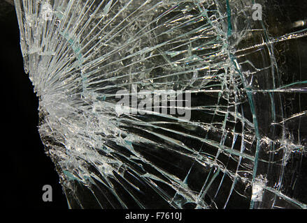 broken or smashed glass on a black background Stock Photo