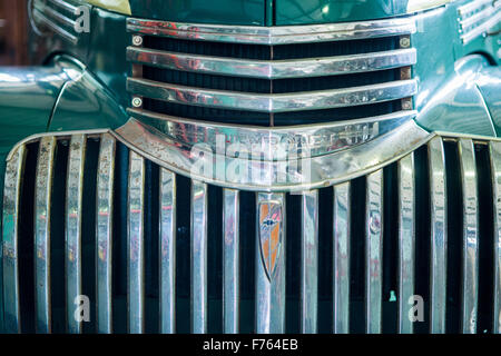 Detail of the front of an antique Chevrolet car in South Africa Stock Photo