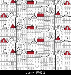 seamless pattern house variation in Amsterdam, Netherlands Vector Stock Vector