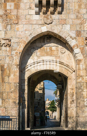 The Lion's Gate in the old city walls of Jerusalem, Israel, Middle East. Stock Photo