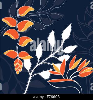 Tropical flower hand drawn illustration pattern Stock Vector