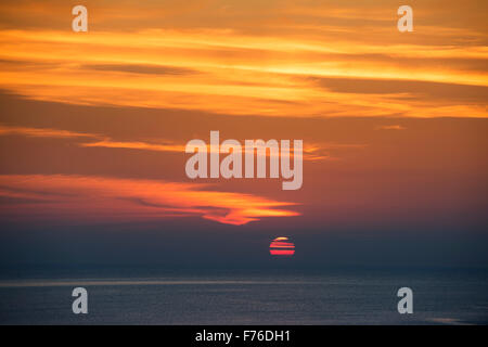 Setting Sun over the Atlantic Ocean on the Co. Kerry Coast, Ireland Stock Photo