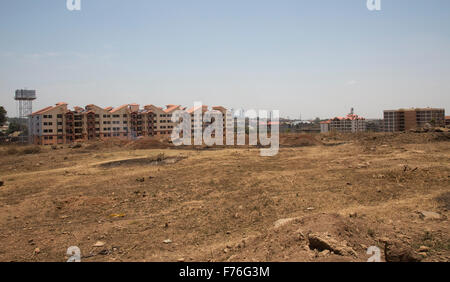 New building high rise flats illustrating rapid expansion of the city on outskirts of Nairobi Kenya Stock Photo