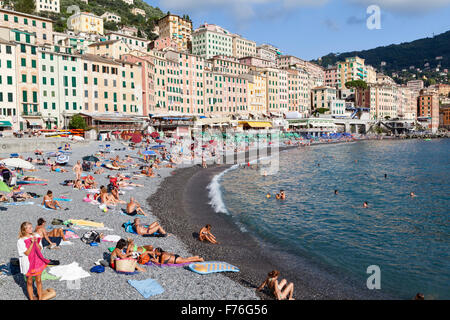 View of Camogli beach and town, Liguria, Italy. Stock Photo