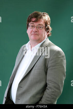 A portrait of John Burnside in Charlotte Square Garden's during the Edinburgh Book Festival. Stock Photo