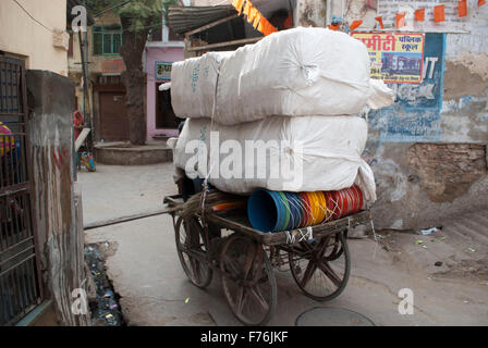 luggage on four wheel hand cart, pushkar, rajasthan, india, asia Stock Photo