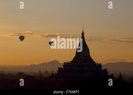 Hot air balloons over Bagan Stock Photo