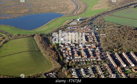 aerial view of new housing being built edge of town on green belt land, UK Stock Photo