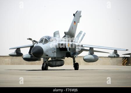 Mazar-e-Sharif, Afghanistan. 01st July, 2008. A German Bundeswehr Quick Reaction Force (QRF) reconnaissance jet Tornado seen on camp Marmal near Mazar-e-Sharif, Afghanistan, 01 July 2008. German Bundeswehr took over Quick Reaction Force duties from Norway on 01 July 2008. The manoeuvre was its first official act. Photo: Maurizio Gambarini/dpa/Alamy Live News Stock Photo