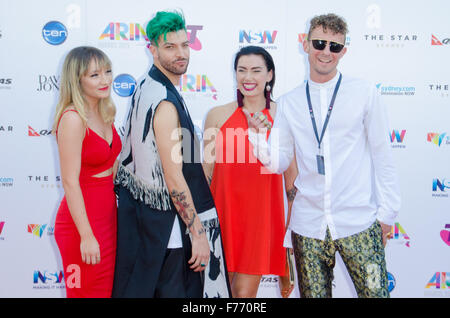 Sydney, Australia. 26 November 2015. Celebrities and VIP's seen arriving and posing on the red carpet at the 29th Annual Aria Awards which took place at the Star Casino in Sydney. Credit:  mjmediabox/Alamy Live News Stock Photo