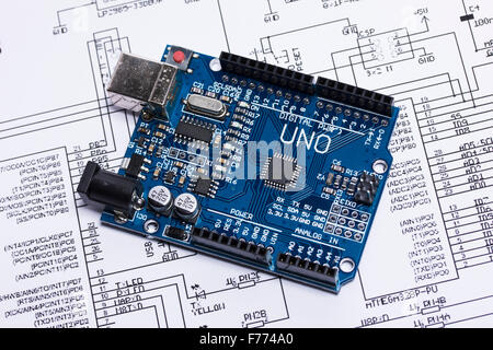 Arduino Uno microcontroller board Stock Photo