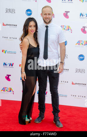 Sydney, Australia. 26 November 2015. Celebrities and VIP's seen arriving and posing on the red carpet at the 29th Annual Aria Awards which took place at the Star Casino in Sydney. Credit:  mjmediabox/Alamy Live News Stock Photo