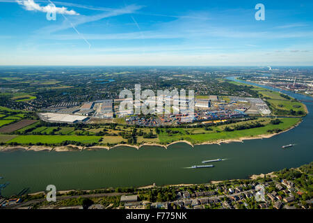 Logport I Duisport, logistics center Rheinhausen, container terminal, harbor, cranes, Duisburg Ruhrgebiet Stock Photo