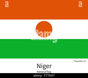 National flag of Niger with correct proportions, element, colors Stock Vector