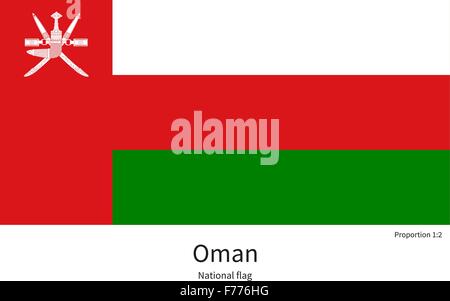 National flag of Oman with correct proportions, element, colors Stock Vector