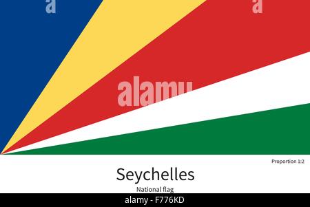 National flag of Seychelles with correct proportions, element, colors Stock Vector
