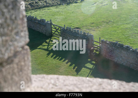 Lundy 'Old Light' the island's original lighthouse, now retired. View from a tower window Stock Photo