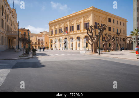 Trapani Sicily, The Town Hall (Palazzo Pubblico) in the Via Fardella in Trapani, Sicily. Stock Photo
