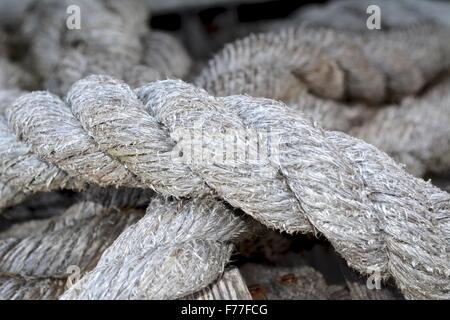 Nautical rope from an old discarded lobster trap. Stock Photo