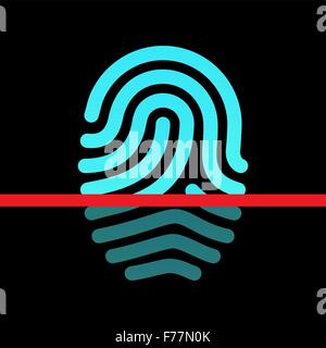 Fingerprint identification system - loop type icon. Stock Vector