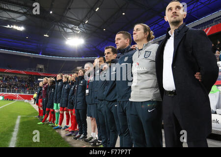 Schauinsland-Reisen-Arena, Duisburg, Germany. 26th Nov, 2015. Womens International Friendly. Germany versus England. The England bench. Credit:  Action Plus Sports/Alamy Live News Stock Photo