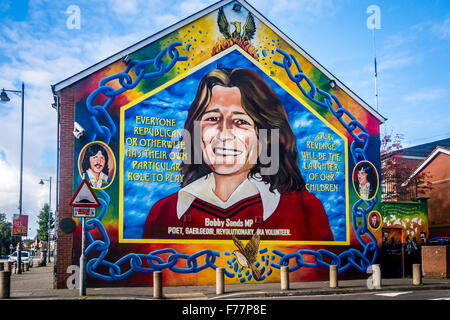 Bobby Sands mural on Belfast's Falls Road Stock Photo