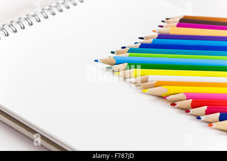 Coloured pencils on white background Stock Photo