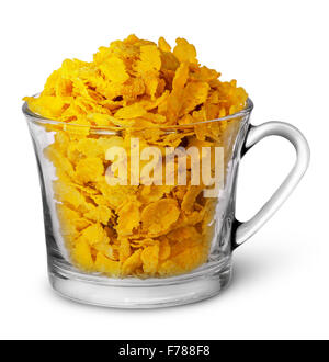 Cornflakes in a glass cup isolated on white background Stock Photo