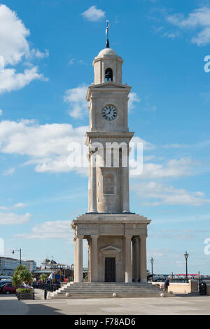 Coastal Park Clock Tower on seafront, Herne Bay, Kent, England, United Kingdom Stock Photo