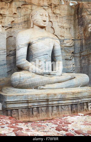 Sri Lanka - buddha stone statue, Gal Vihara Temple, Polonnaruwa, Ancient City area, UNESCO Stock Photo