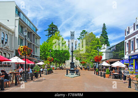 Outdoor restaurants and bars, Trafalgar Street, Nelson, Nelson Region, South Island, New Zealand Stock Photo