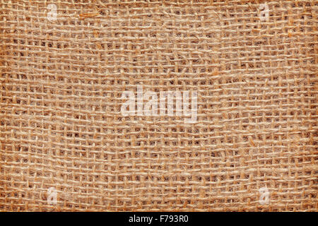 High quality close up picture of natural jute fabric. Stock Photo